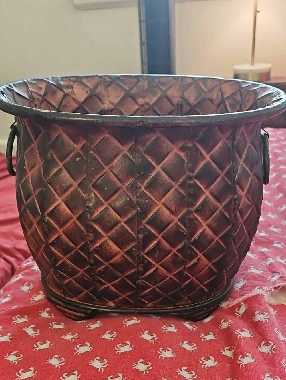 Decorative Copper-Tone Textured Planter - Home Accents
